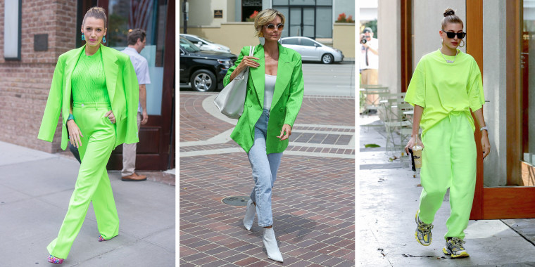 lime green and burgundy outfit