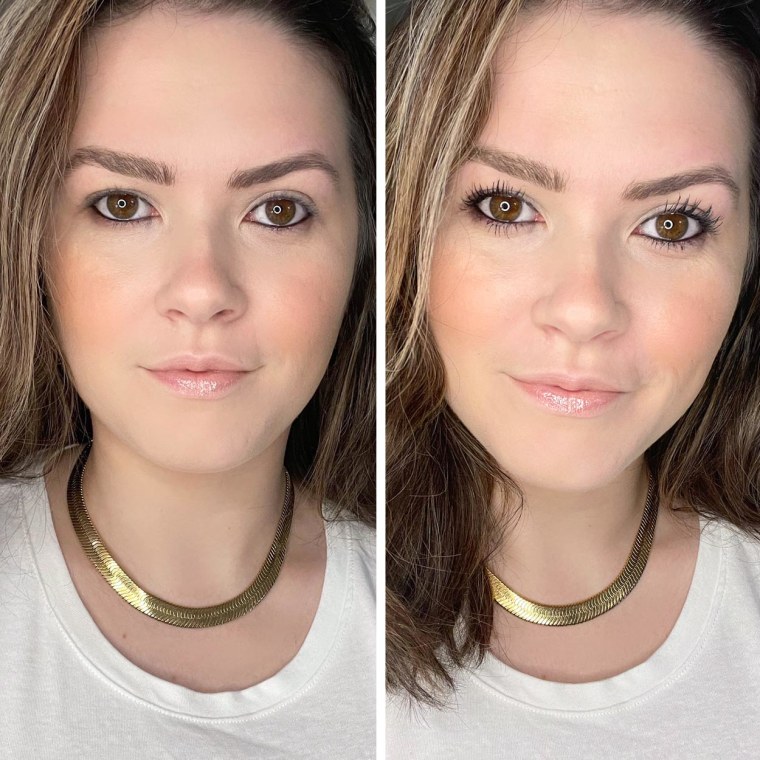 Casey DelBasso shows before and after pictures using L'Oreal Telescopic Mascara