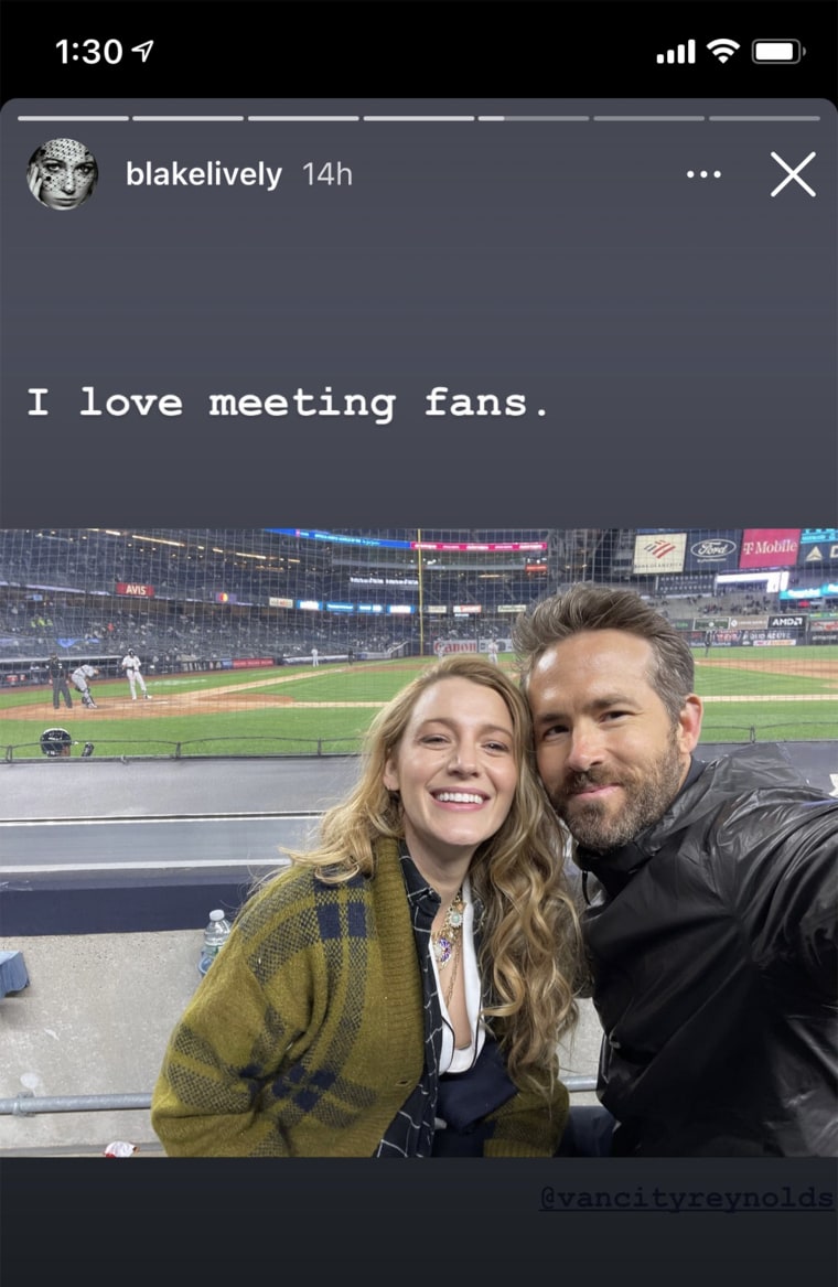 Blake Lively and Ryan Reynolds attended a New York Yankees game.