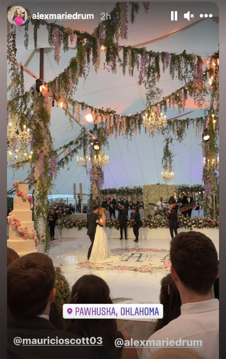 The reception was held in a beautifully decorated tent.