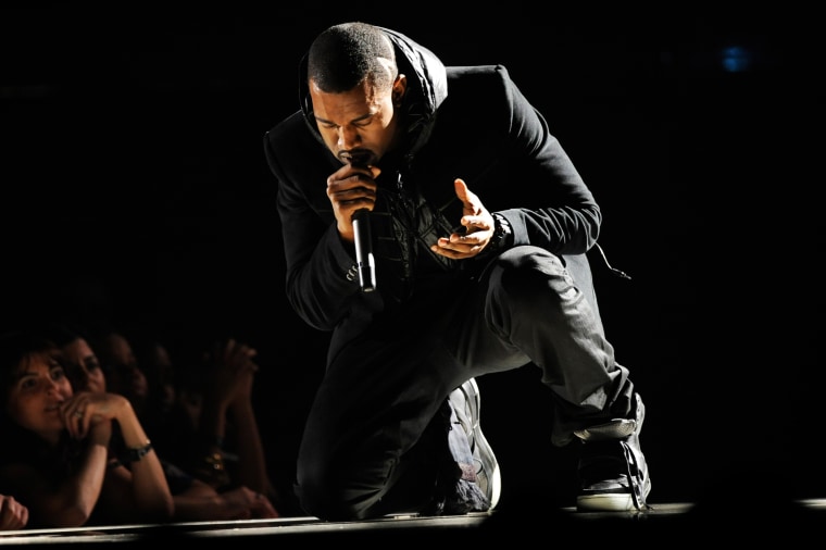 Kanye West performs at the 50th Annual Grammy Awards on Feb. 10, 2008, in Los Angeles.