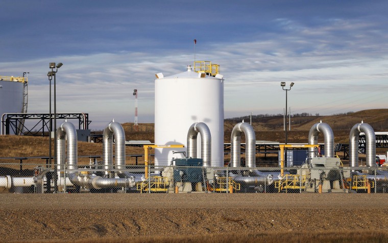 TC Energy's Keystone pipeline facility in Hardisty, Alberta, Canada, on Nov. 6, 2015.