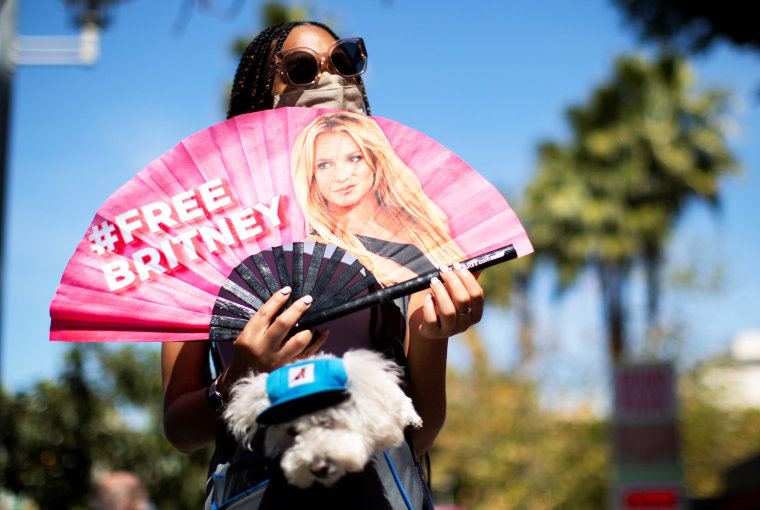 IMAGE: A fan at a rally for Britney Spears