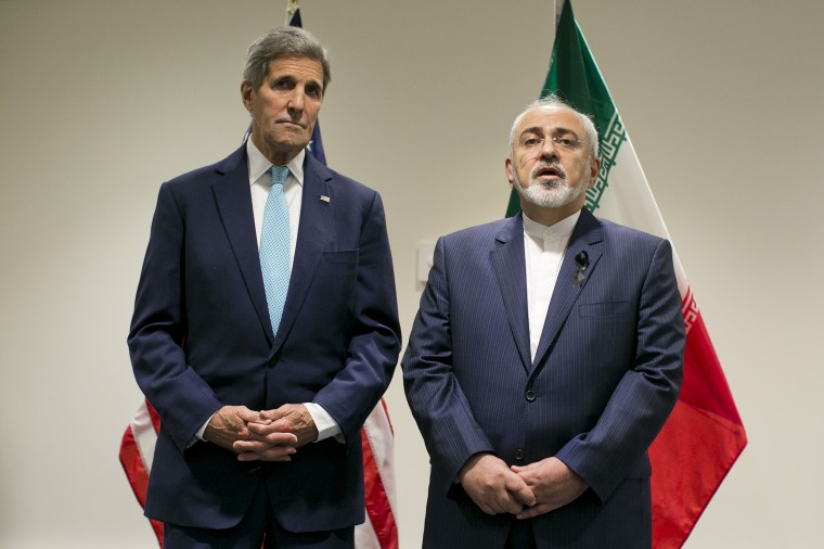 Image: Secretary of State John Kerry with Foreign Affairs Minister of Iran Javad Zarif during a bilateral talk at the United Nations headquarters