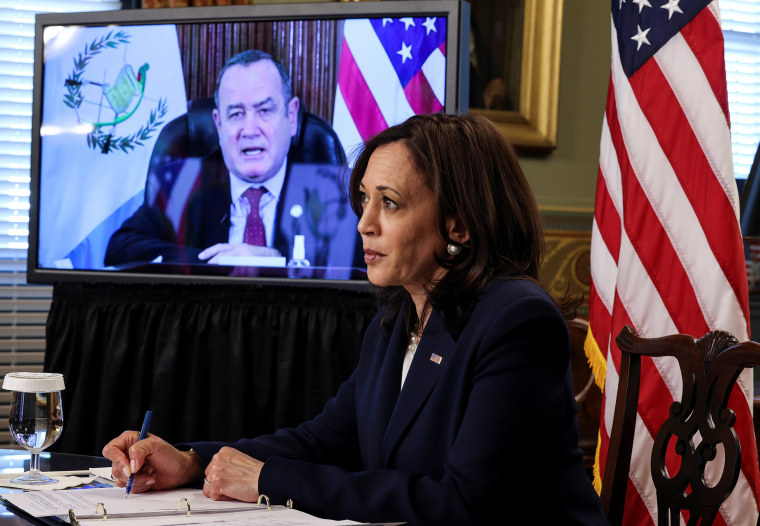 Image: Vice President Harris holds videoconference with Guatemala's President Giammattei at the White House in Washington