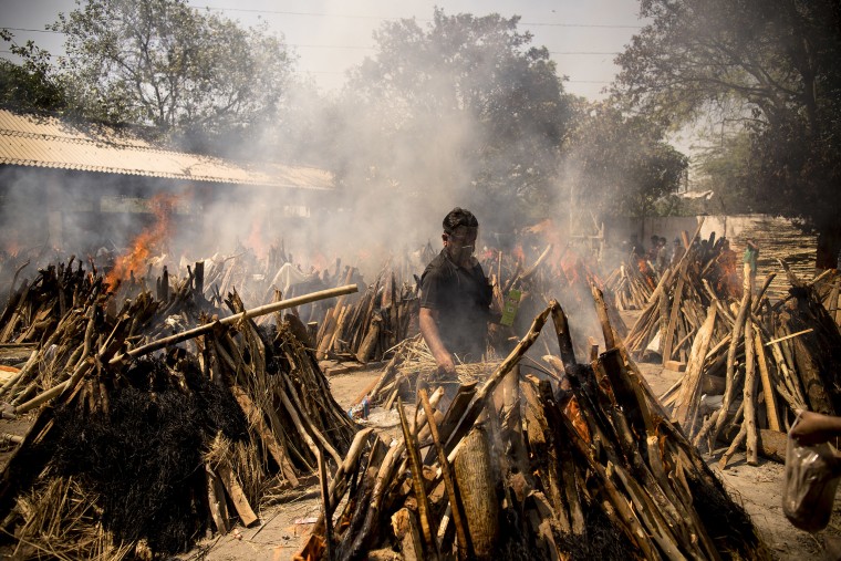 Image: Funeral pyres in New Delhi this week
