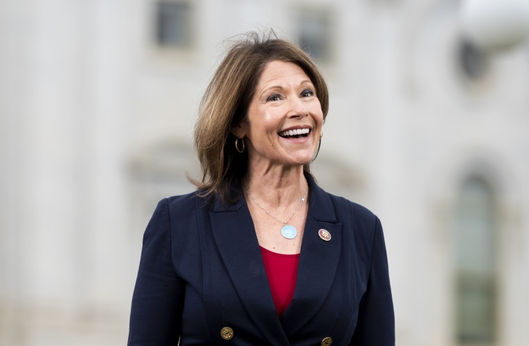 Rep. Cheri Bustos, D-Ill., outside of the U.S. Capitol on April 23, 2020.
