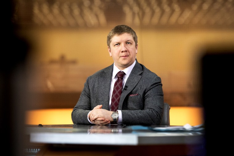Andriy Kobolyev, chief executive officer of NAK Naftogaz Ukrainy, during a Bloomberg Television interview in London on March 21, 2018.