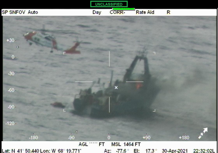 The burning vessel can be seen in officially released imagery from the Coast Guard.