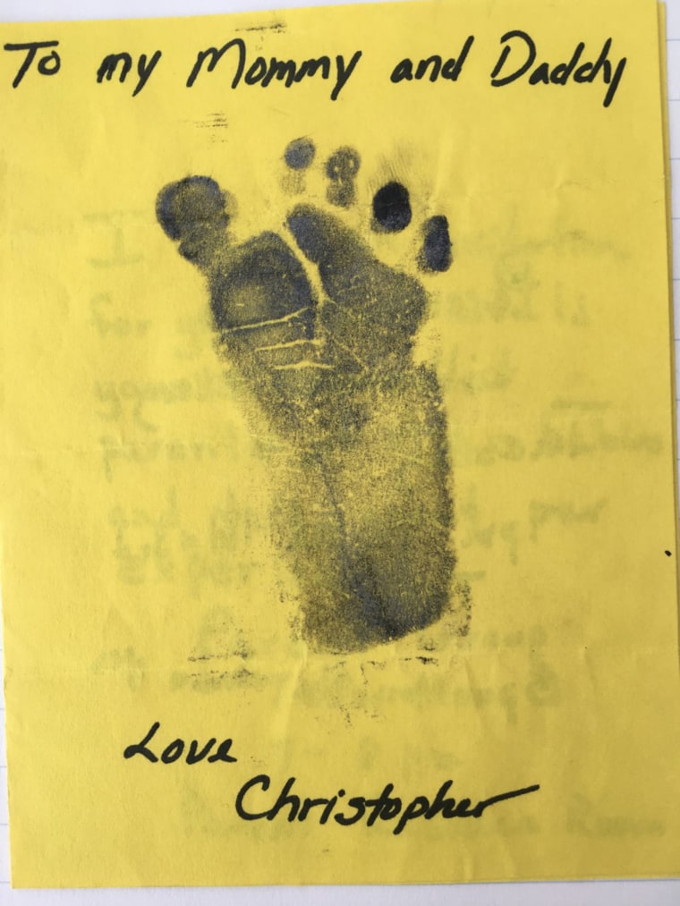 Baby footprint of Carol Smith's son, Christopher