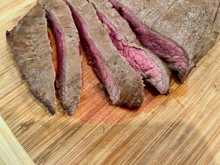 Slice your steak against the grain to get super tender bites.