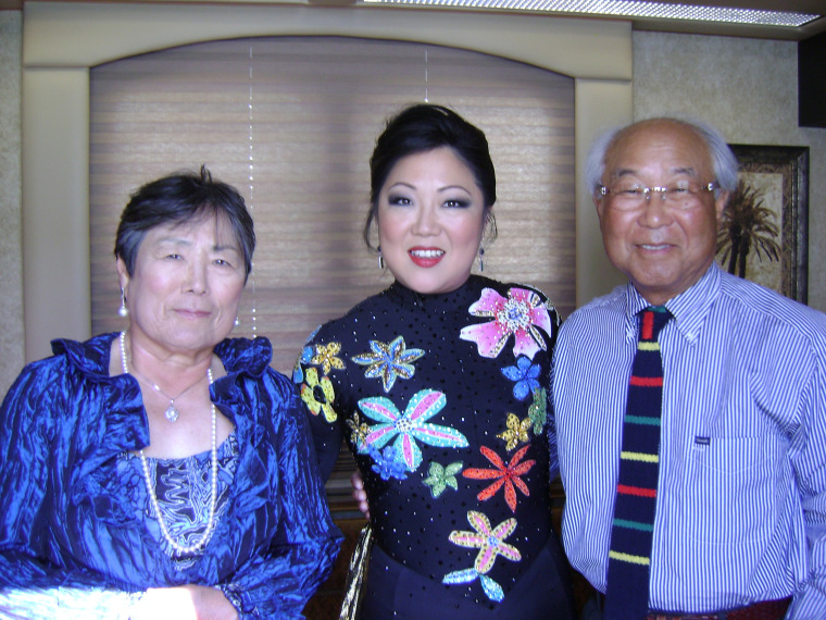 Cho with her parents, Young-Hie and Seung-Hoon Cho, who came to the United States from Korea in 1964.
