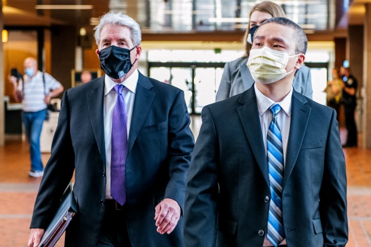 Former Minneapolis Police officer Tou Thao and his attorney Robert Paule arrive at the Hennepin County Government Center, ahead of a courthouse appearance, on July 21, 2020 in Minneapolis.
