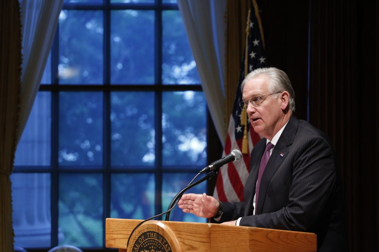 Then-Missouri Gov. Jay Nixon speaks during a news conference on May 13, 2016, at the Capitol in Jefferson City, Mo.