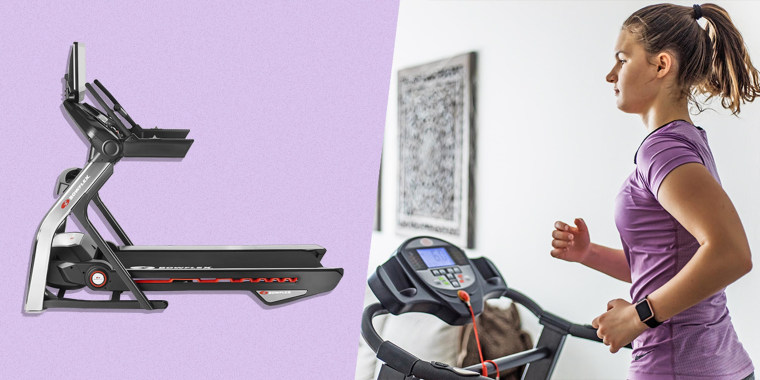 Illustration of Woman running on her treadmill at home and the Bowflex treadmill. See the best treadmill alternatives for Peloton treadmills such as NordicTrack treadmills, Bowflex treadmills, Nautilus treadmills and other options for your home.