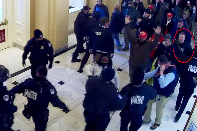 Robert Lee Petrosh is seen inside the U.S. Capitol during the riot on Jan. 6.