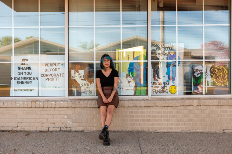 Image: Denver Foote outside the Iowa Citizens for Community Improvement in Des Moines, Iowa, on May 1, 2021.