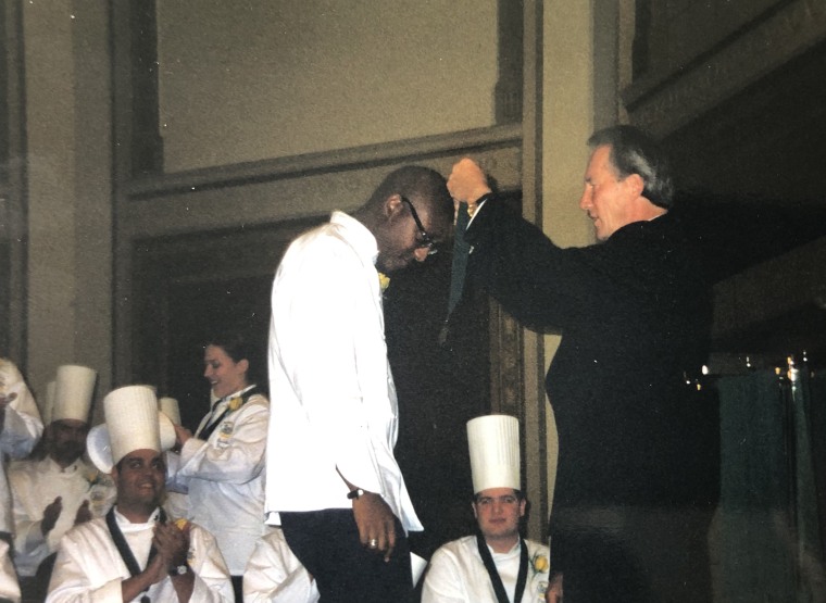 Gourdet at his graduation from the Culinary Institute of America.