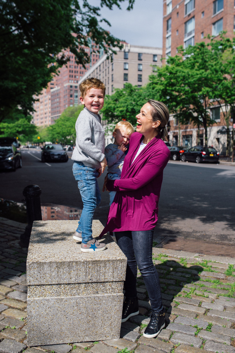 Dylan Dreyer with her sons, Calvin and Oliver.