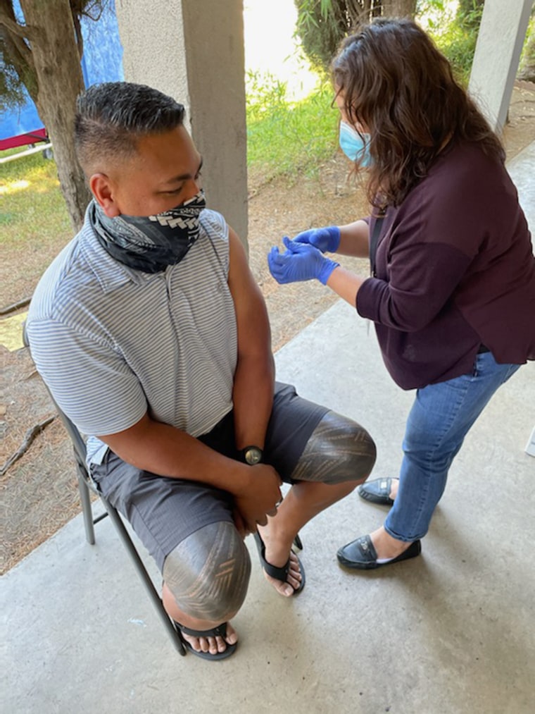 A man gets a COVID-19 vaccine shot in California's Central Valley