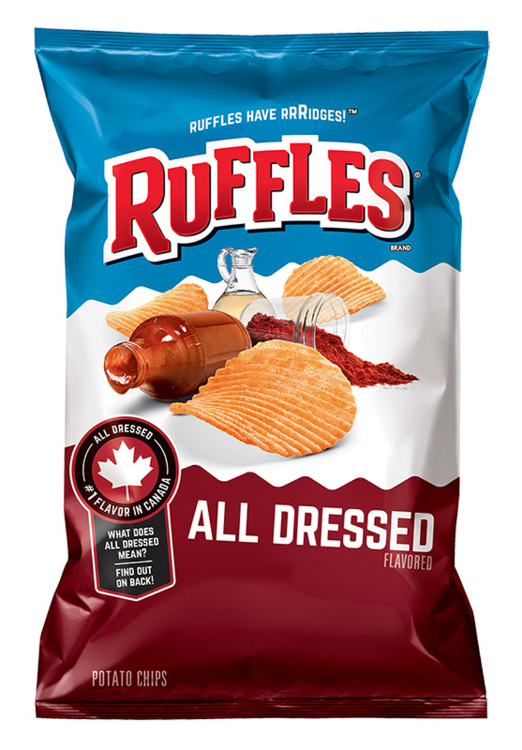 The recall affects select 16 1/8 ounce bags of Ruffles All Dressed chips.