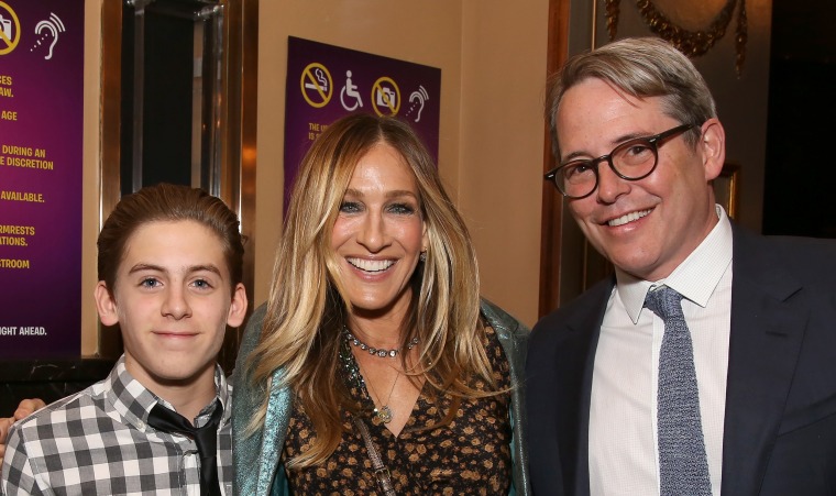 Sarah Jessica Parker and Matthew Broderick pose with son James Wilkie in 2017