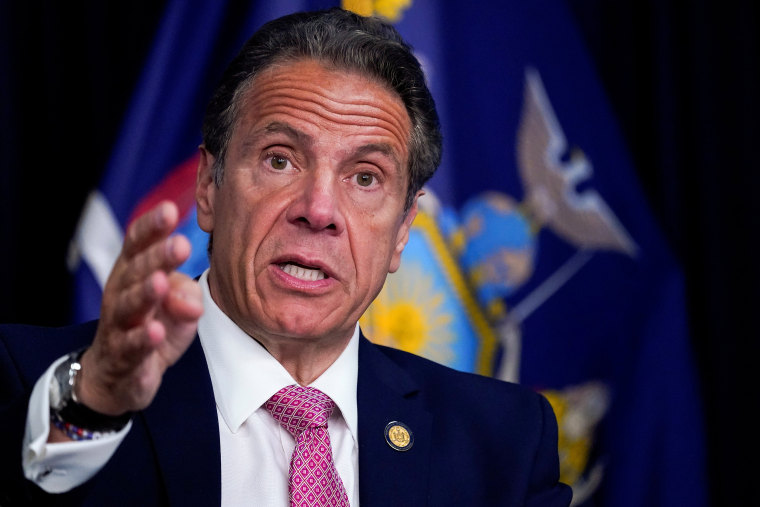 Image:New York Governor Andrew Cuomo speaks during a news conference, in New York, on May 10, 2021.