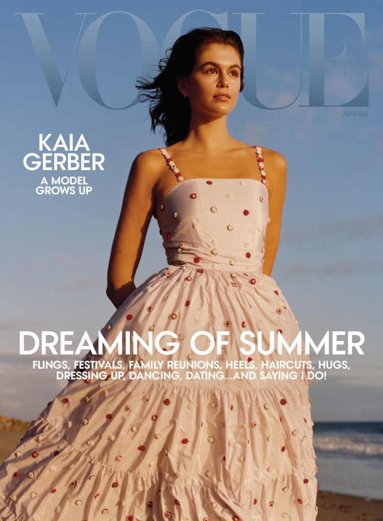 Kaia Gerber is featured on the cover of Vogue's June 2020 issue.