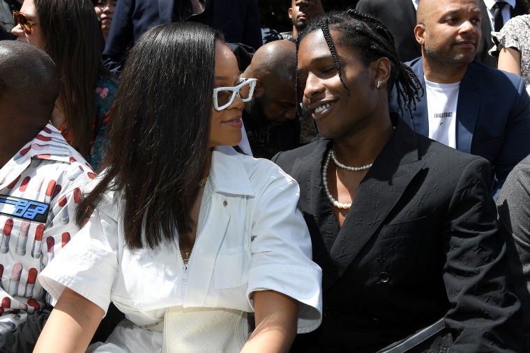 Rihanna and A$AP Rocky at Paris Fashion Week in 2018