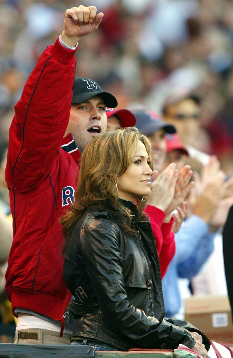 Jennifer Lopez Cuddles Up to Red Sox Mascot at Fenway Park After