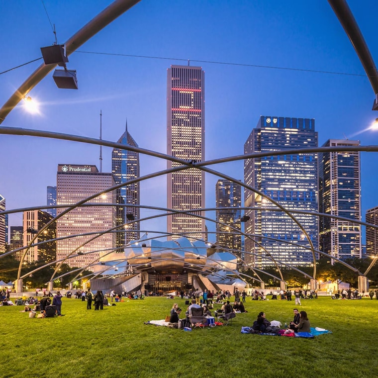 Image of people sitting at Millennium Park