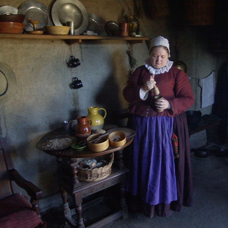 Woman dressed up at the Plimoth Plantation