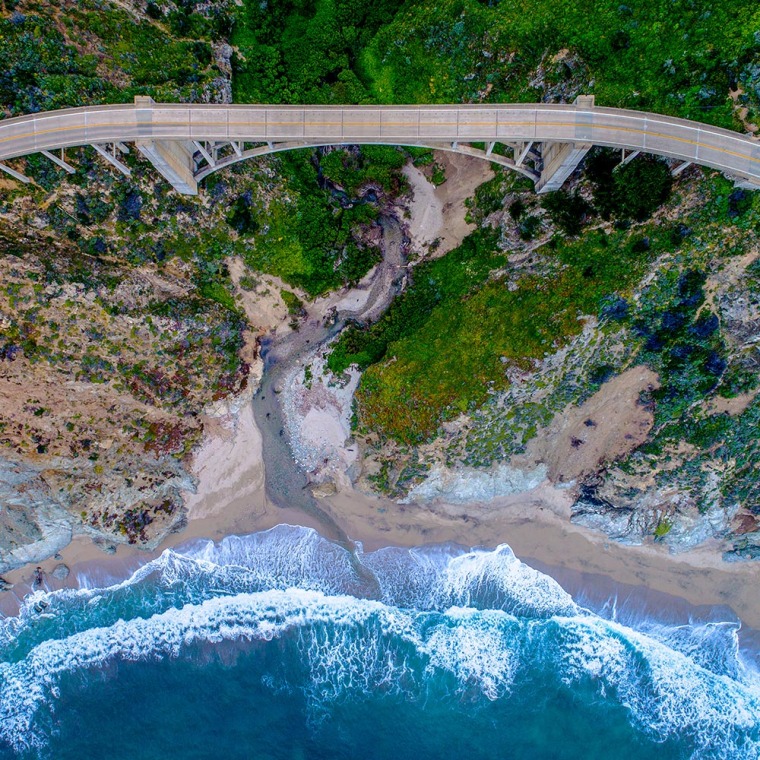 Overhead view of the Pacific Coast Highway in California