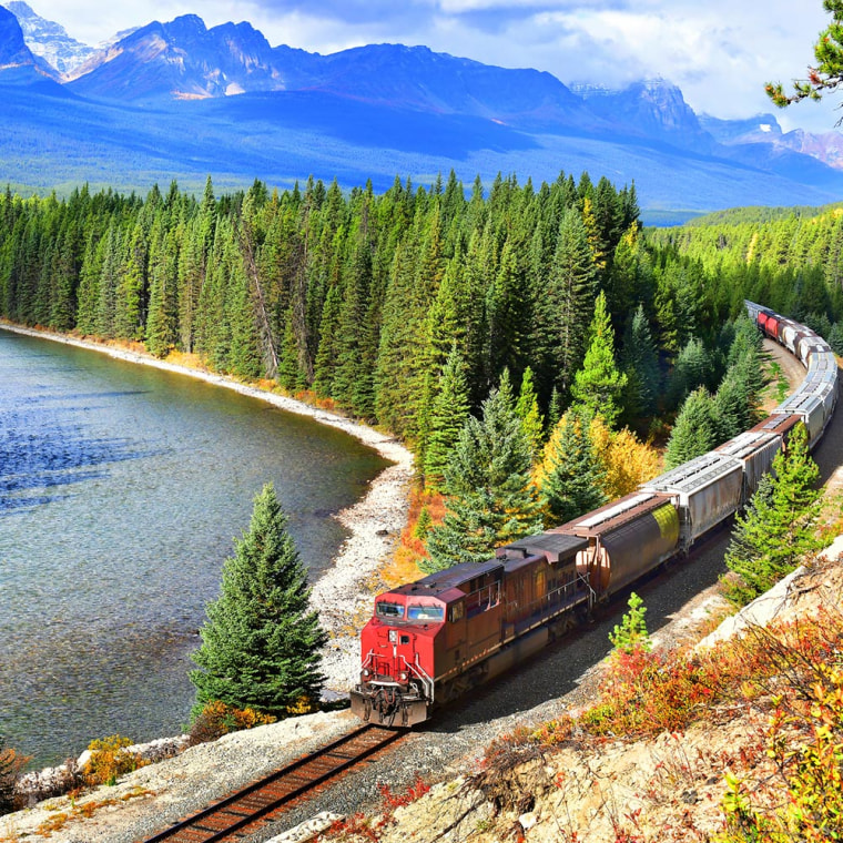 View of the Canada Rockies by rail