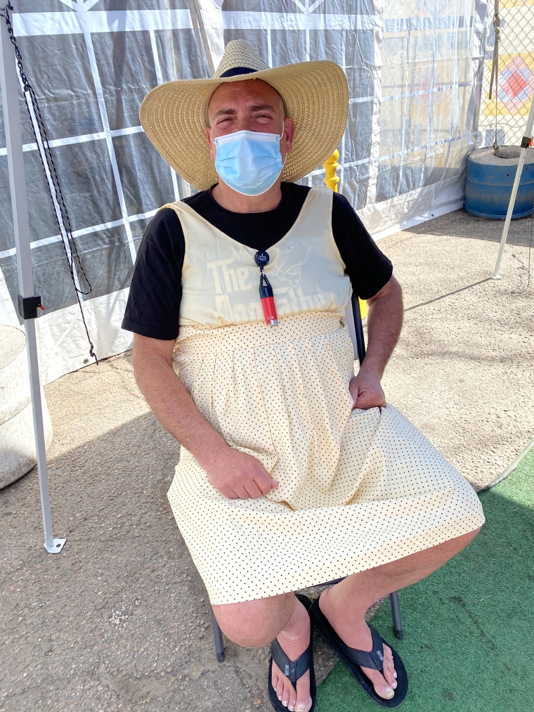 Image: Max, a man experiencing homelessness, at a camp in Denver.