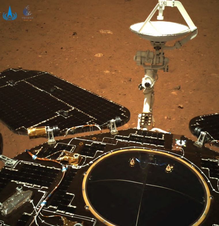 Image: An image taken by China's Zhurong rover shows the rover's solar panels and antenna