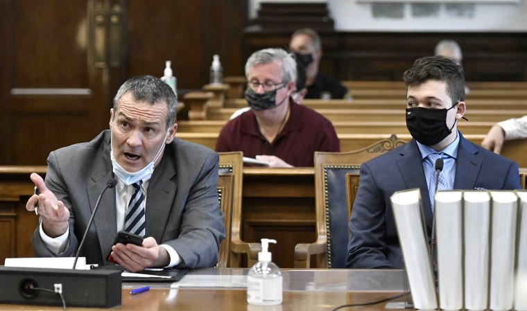 Image: Kyle Rittenhouse listens as his attorney speaks during Rittenhouse's pretrial hearing