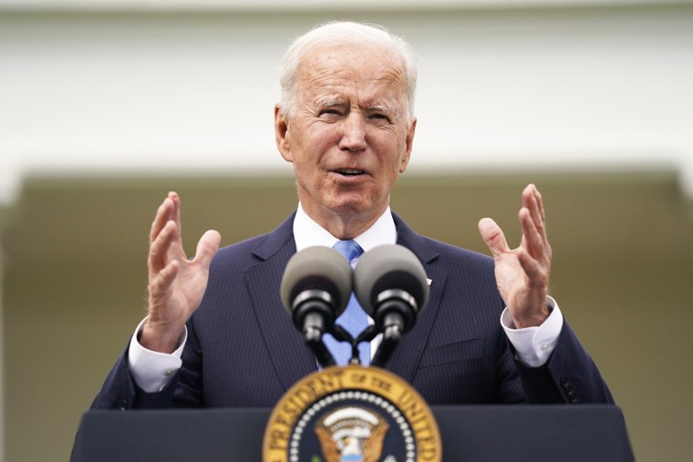 President Joe Biden speaks in the Rose Garden of the White House on May 13, 2021.