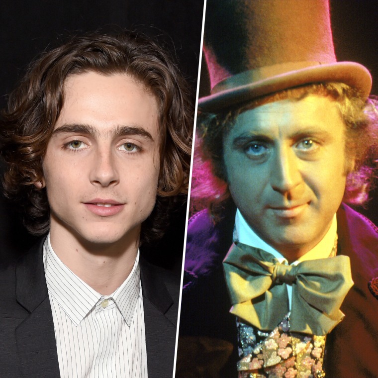 Chalamet and Gene Wilder as Willy Wonka.