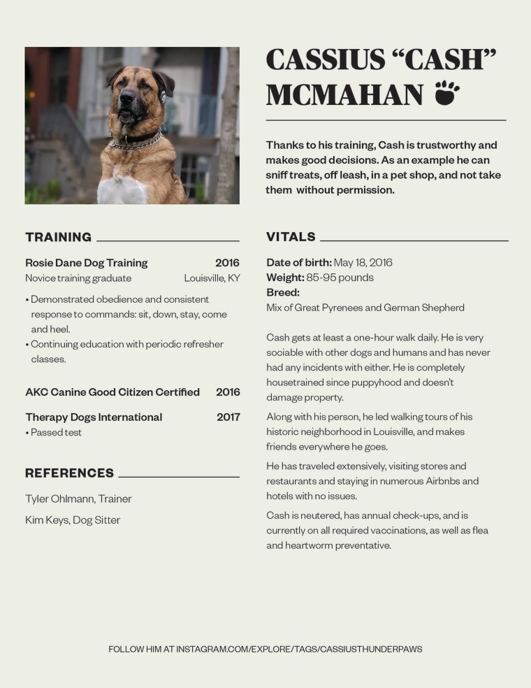 Dog resume