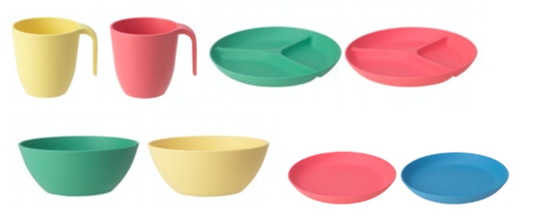 Recalled "Heroisk" bowls, plates and mugs.