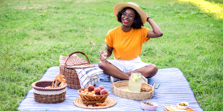 Woman on picnic in the park