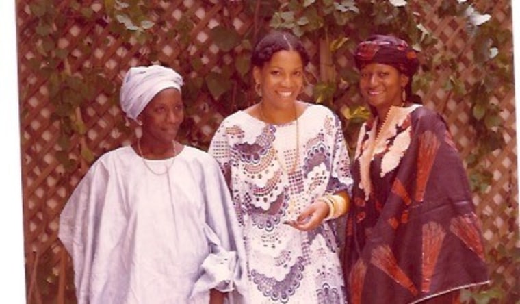 Harris (center) on a trip to Senegal in 1977.
