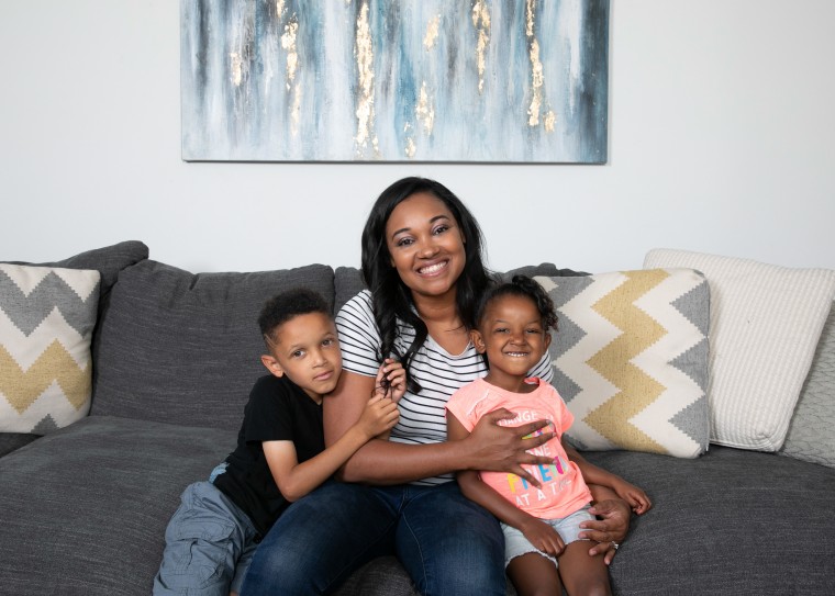 Krystal Duhaney with her children, Patrick Jr., 8, and Skylar, 5.