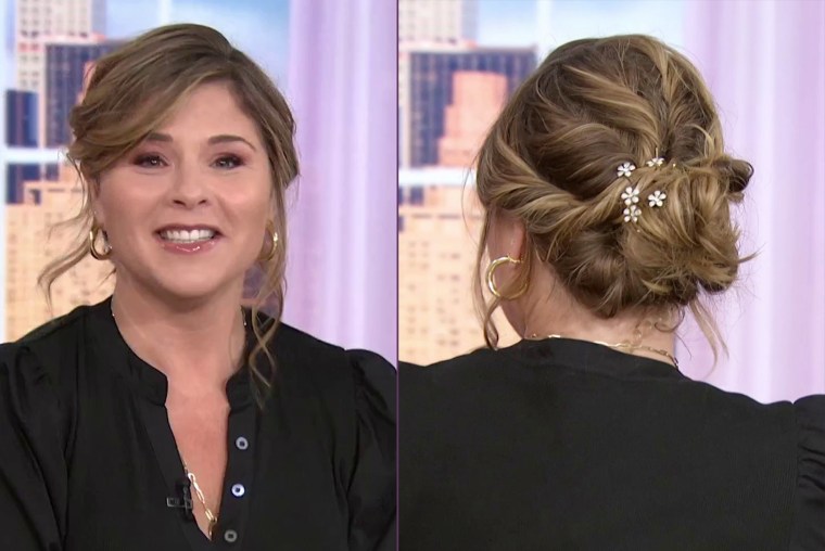 A white floral clip accentuated Jenna's stylish updo. 