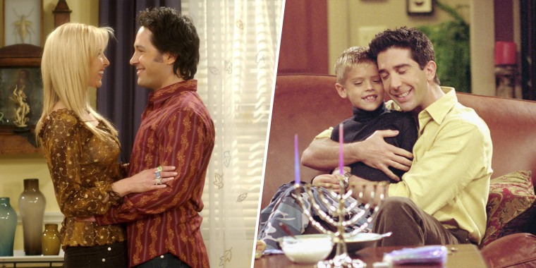 Paul Rudd, left with Lisa Kudrow, and Cole Sprouse, right, with David Schwimmer, were not involved in the "Friends" reunion.