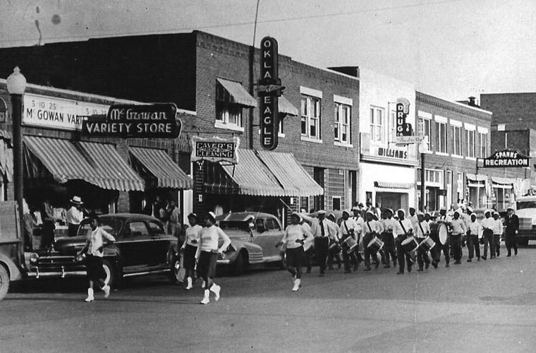 A parade on the rebuilt Greenwood Avenue in the 1930s or 1940s.