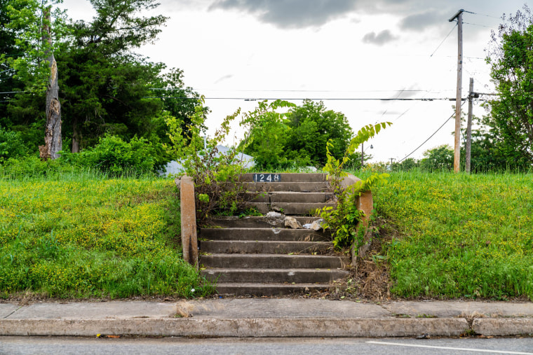 The remnants of a former house in the Greenwood district.