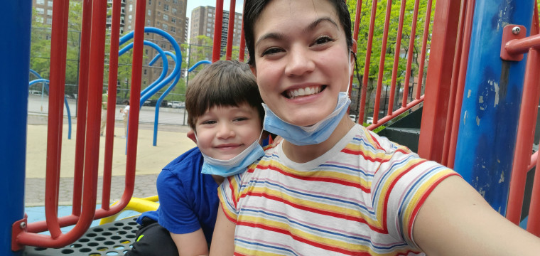 "Morning Joe" booking producer Cat Rakowski and her 5-year-old son Lincoln.