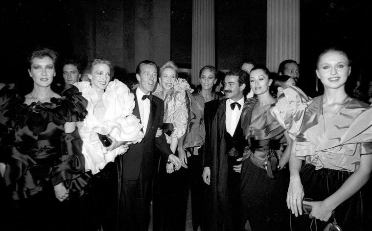 Designer Halston, models and Victor Hugo in 1980